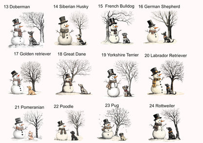 Pet Dog Glass Bauble - Snowman and Dog