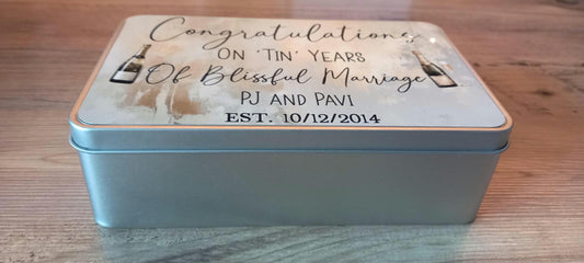 Personalised 10 Year Anniversary Tin Gift