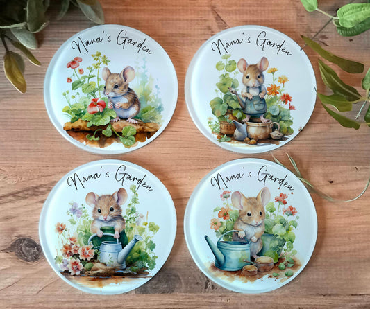 Set of 4 Personalised Glass Garden Coasters