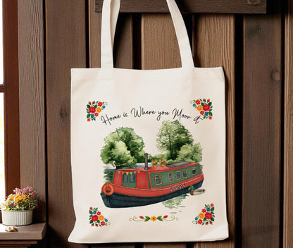 Gifts for Narrowboat Owners - Canal Barge Decor - Personalised Customised - Cushion, Bag, mugs, Pennant - Choose Colour and Boat Name