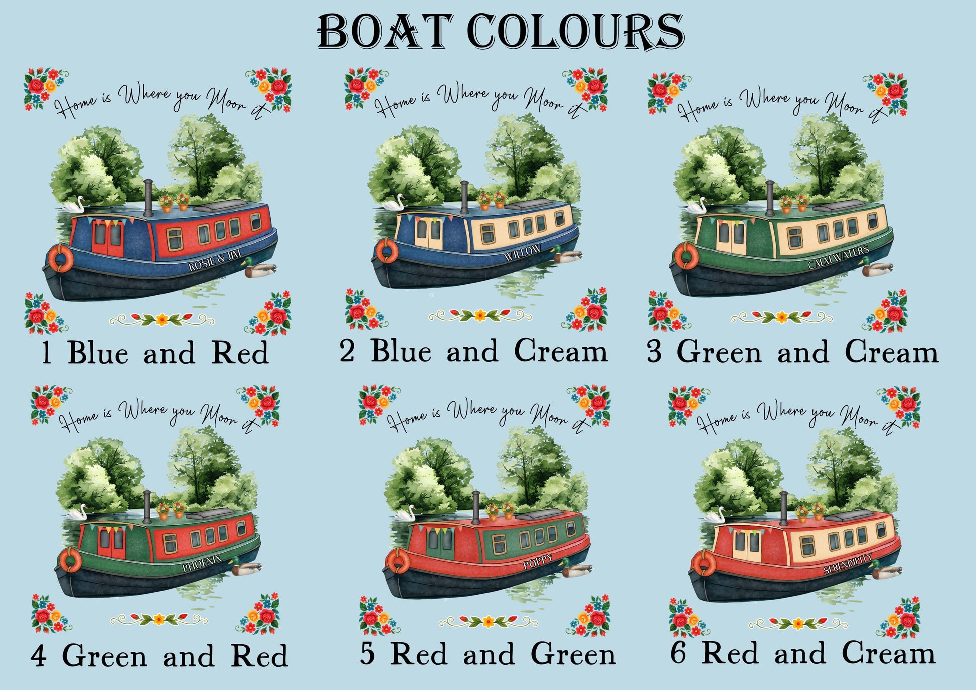Gifts for Narrowboat Owners - Canal Barge Decor - Personalised Customised - Cushion, Bag, mugs, Pennant - Choose Colour and Boat Name