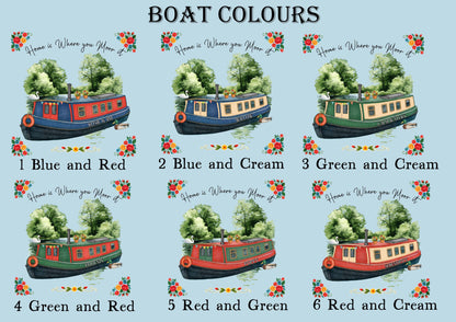 Gifts for Narrowboat Owners - Canal Barge Decor - Personalised Customised - Cushion, Bag, mugs, Pennant - Choose Colour and Boat Name