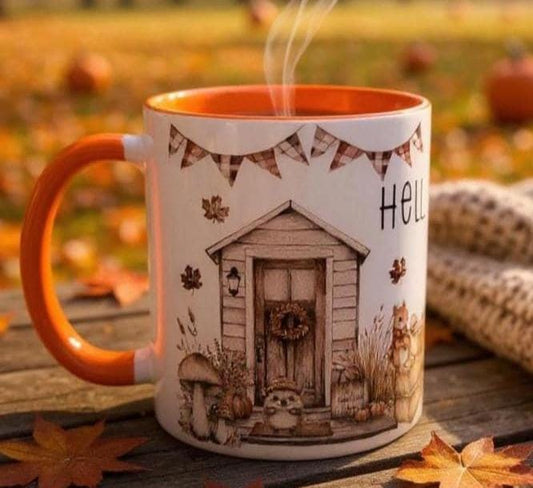Hello Autumn Mug – Cosy Fall Coffee Cup with Cute Woodland Animals | Pumpkin Spice Mug | Autumn Gift for Her | Autumn Decorative Drinkware