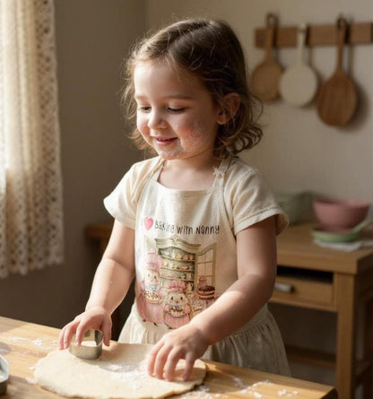 I Love Baking with Nanny/Mum/Grandma Apron – Whimsical Hedgehog Linen Baking Apron, Nanny & Grandchild Gift, Cute Apron - Baking Together