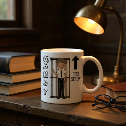 Personalised Unisex Novelty Prison Officer Mug - Gift for Prison Officer - Add a Name - Best Screw - Funny Mug - Customise Character - 11 oz