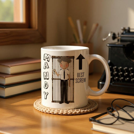 Personalised Unisex Novelty Prison Officer Mug - Gift for Prison Officer - Add a Name - Best Screw - Funny Mug - Customise Character - 11 oz