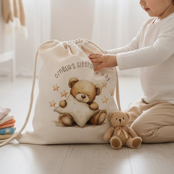Personalised Teddy Bear Sleepover Bag for Babies and Toddlers