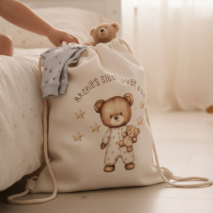 Personalised Teddy Bear Sleepover Bag for Babies and Toddlers