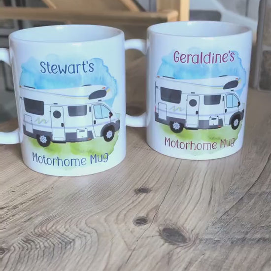 Personalised Ceramic - Motorhome Mug – Custom Campervan Gift for Travel Lovers - Couples Travel Gift - Camping and Travel Gift - His & Hers