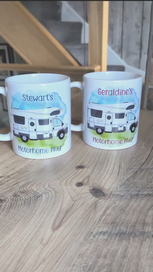 Personalised Ceramic - Motorhome Mug – Custom Campervan Gift for Travel Lovers - Couples Travel Gift - Camping and Travel Gift - His & Hers