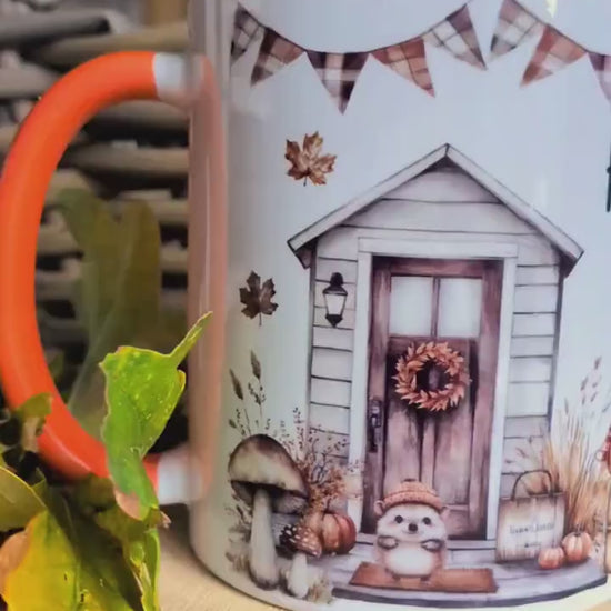 Hello Autumn Mug – Cosy Fall Coffee Cup with Cute Woodland Animals | Pumpkin Spice Mug | Autumn Gift for Her | Autumn Decorative Drinkware