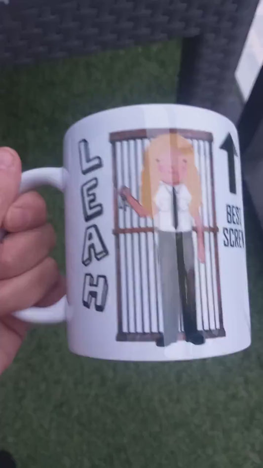 Personalised Unisex Novelty Prison Officer Mug - Gift for Prison Officer - Add a Name - Best Screw - Funny Mug - Customise Character - 11 oz