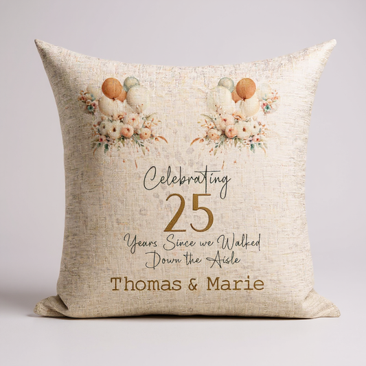 Personalised Milestone Wedding Anniversary Pillow  Gift - Add Any Number of Years