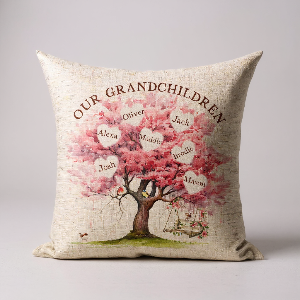 Personalised 'Our Grandchildren' Linen Cushion Gift for Grandparents