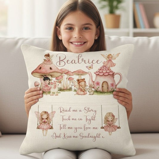 Personalised Girls Fairy Book Pocket Pillow